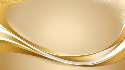 Abstract Background with Golden and White Waves and Glittering Texture