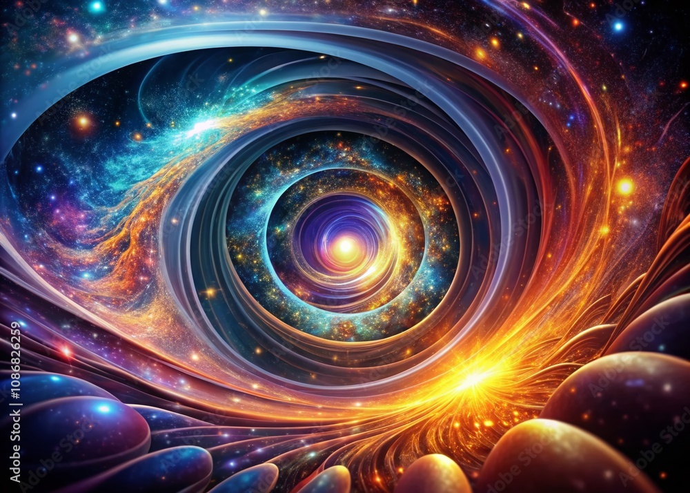 Poster enigmatic abstract swirl of high-tech cosmic energy waves capturing the essence of futuristic design