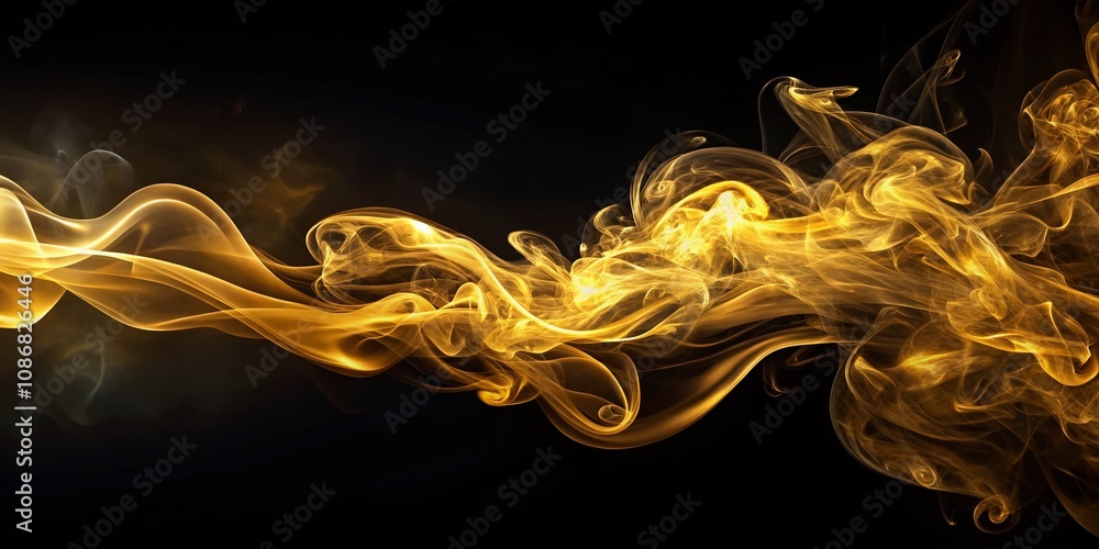 Poster enigmatic golden smoke embracing a dark background with ample copy space for text and branding oppor