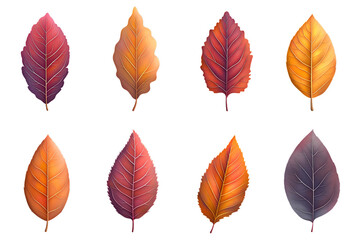 Obraz premium Autumn leaves isolated on white background, cut out png.