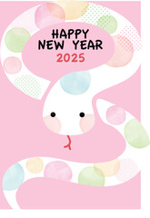 2025年巳年　手描きドットへび年賀状