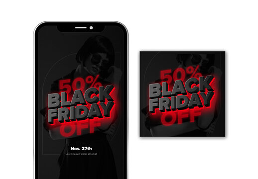 Red Neon Black Friday Offer Social Media Pack