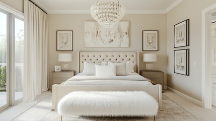 Luxurious Bedroom Interior Design with a Beige Palette