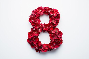 The number "8" is made of red flowers