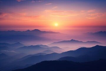Fototapeta premium Majestic sunset of the mountains landscape panoramic outdoors.