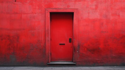 Red Door on Urban Wall