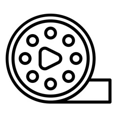 Film Reel Vector Line Icon Design