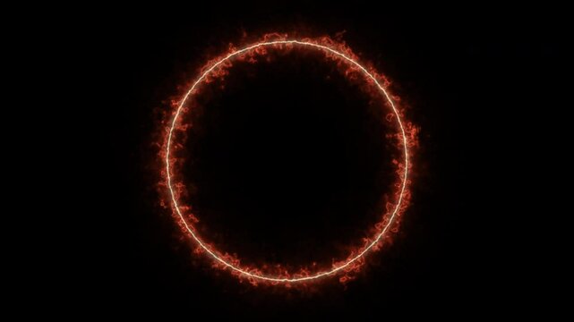 Round circle frame animation with fire effect on black background