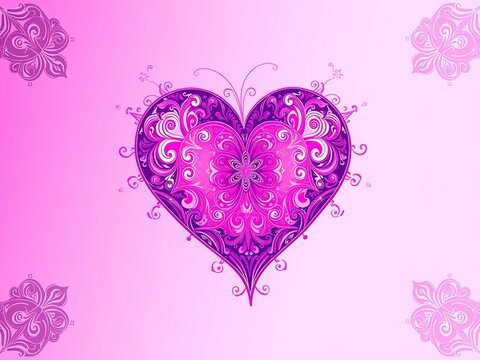 Pink heart designed with a modern and artistic style, featuring intricate patterns and vibrant colors to create a visually striking image, modern, heart, artistic