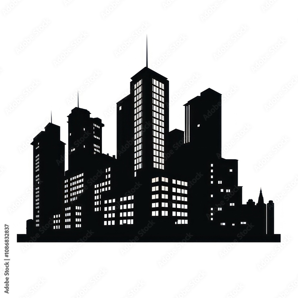 Poster building silhouette architecture metropolis.