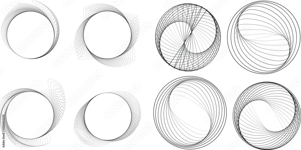 Poster lines in circle form . rotate rounded shape vector illustration .rotating circles form a ring.rotati