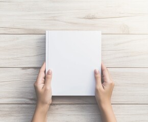 Fototapeta premium Blank Book Mockup on Wooden Tabletop