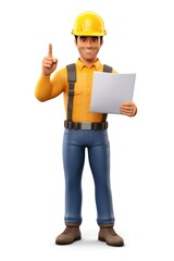 Holding looking cartoon hardhat.