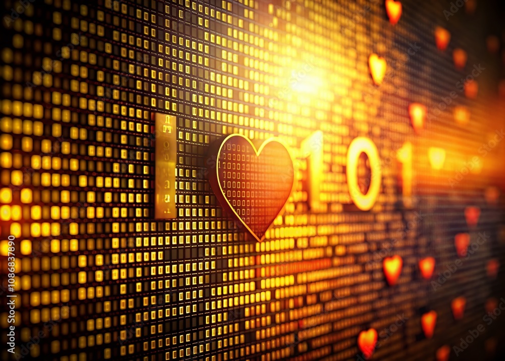 Poster heartfelt expression of love in binary code - 