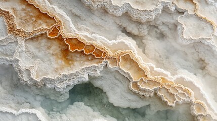 Obraz premium Abstract textured surface of white and orange mineral deposits.