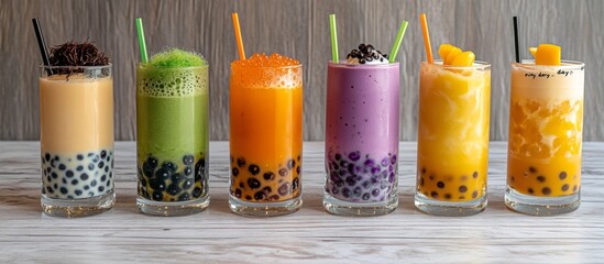 Fototapeta premium Vibrant Bubble Tea Selection