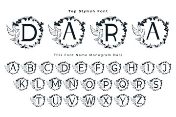 This Font Name Monogram Dara. For wedding invitations, cards, decoration.