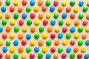 colorful candies as background top view. Seamless pattern with candy. Many sweet candies close-up