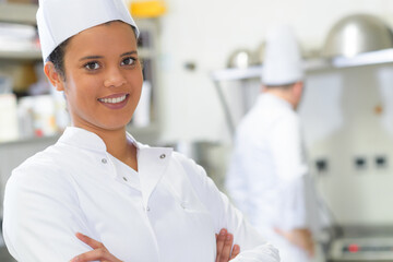 a portrait of female chef