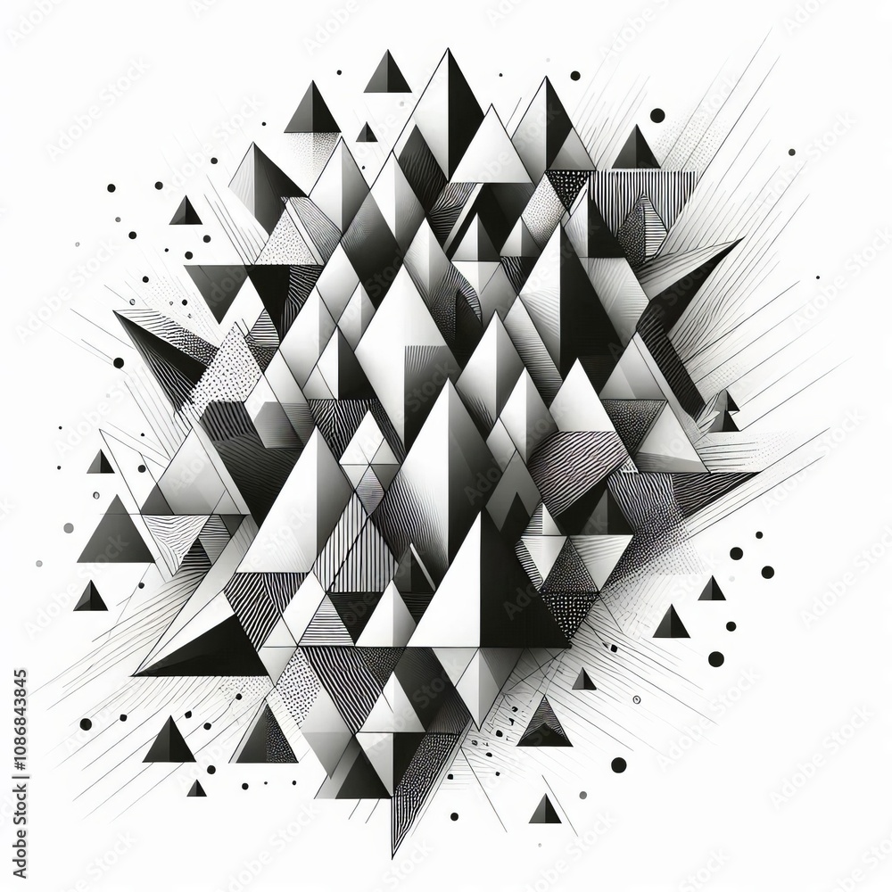Poster triangles triangles descend in various sizes and orientations cr
