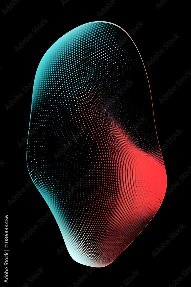 Aufkleber abstract 3d mesh sculpture with colorful gradient, interplay of light and shadow, digital art concep