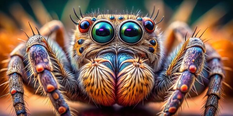 Intricate Details of a Spider Under Microscope: Revealing Nature's Tiny Wonders in Stunning Clarity and Colorful Textures for Scientific Exploration and Education