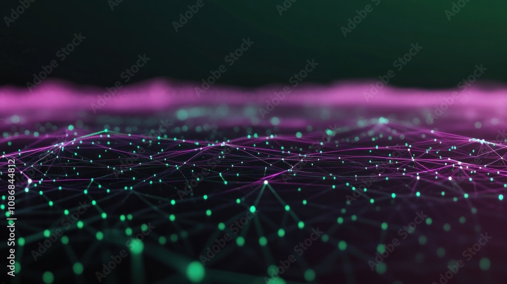 Poster digital connected web landscape futuristic background network.