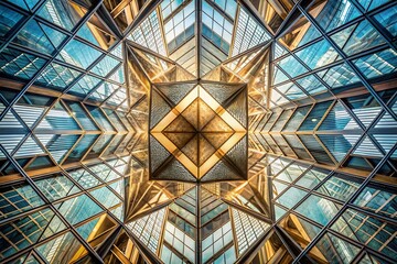 Fototapeta premium Intricate Geometric Forms in Abstract Modern Architecture with Dynamic Light and Shadow Play for a Stunning 3D Effect in an Urban Landscape