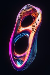 Naklejka premium Abstract 3D Shape with Vibrant Colors and Fluid Texture in a Dark Background, Creating an Eye-catching Visual Experience for Creative Projects