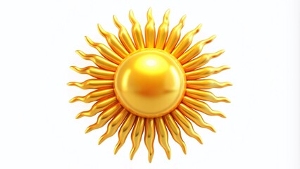 Isolated Golden Sun Symbol on White Background Perfect for Conceptual Art, Nature Themes, and Bright Designs, Ideal for Creative Projects and Print Media Use