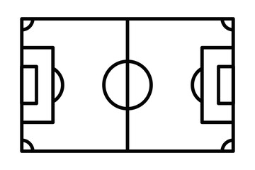 Soccer field outline vector icon. Editable stroke.