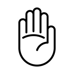 Raised hand icon symbolizing stop or interaction. Editable stroke.