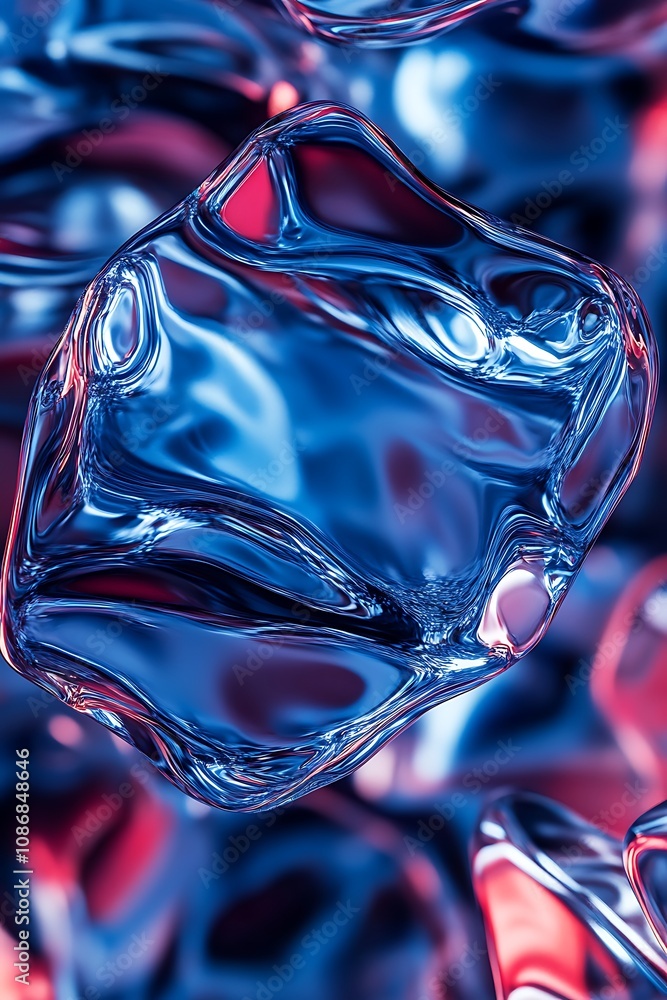 Aufkleber abstract close-up of iridescent water droplet with smooth edges and color gradient, featuring a play