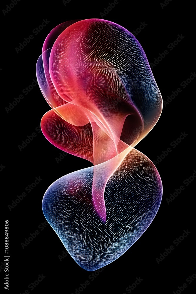 Poster Abstract Colorful Flowing Shapes on a Black Background Capturing Movement and Energy with Dynamic Patterns and Smooth Curves for Artistic Inspiration