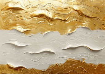 Elegant Gold and White Abstract Wavy Pattern Background