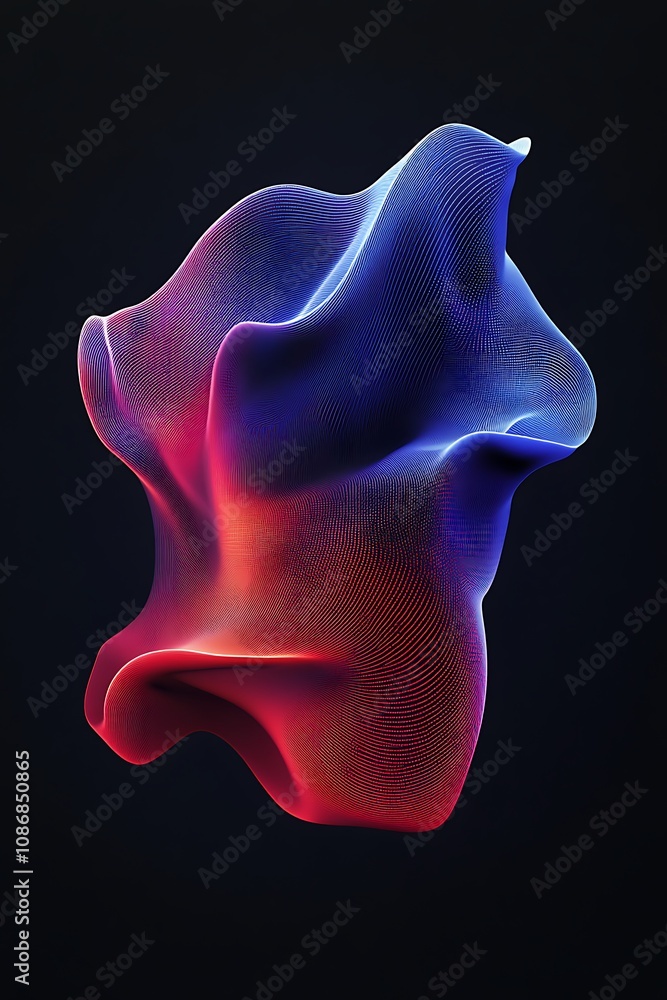 Poster abstract colorful wave form in vibrant blue and red against dark background for modern art and desig