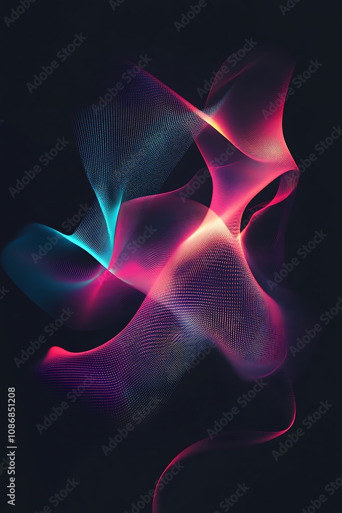 Poster abstract colorful waves of light and movement showcasing advanced digital design and technology with