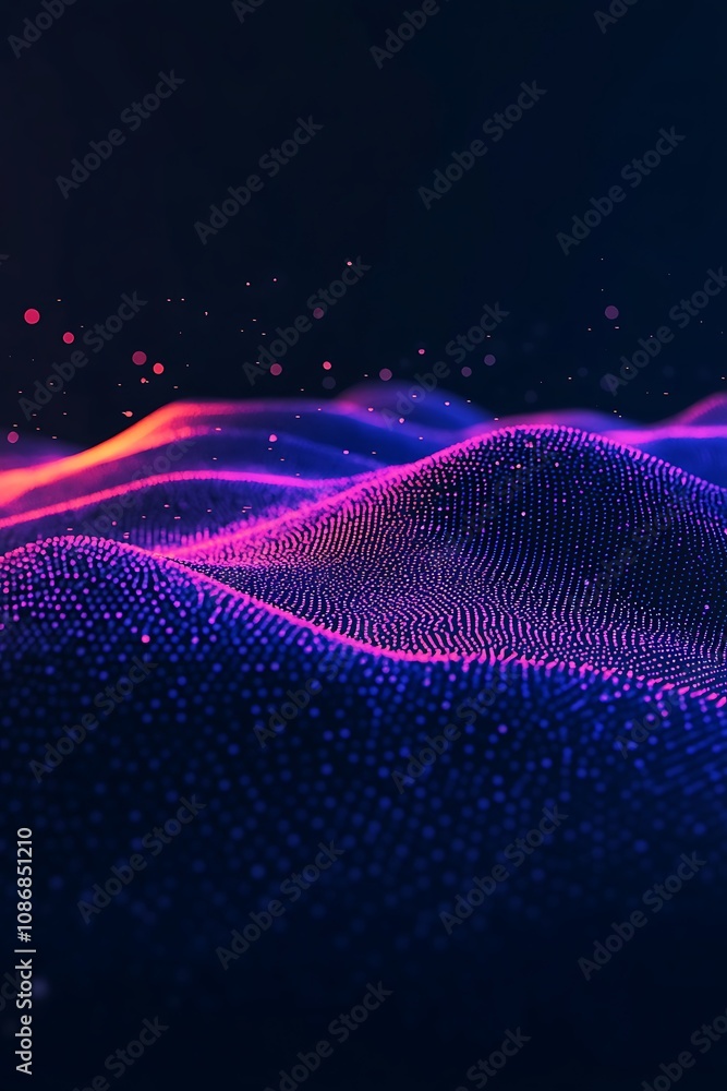 Poster abstract colorful waves of light and particle patterns in dark background creating a stunning visual