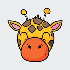 giraffe head in flat vector design.