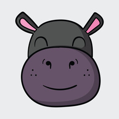 hippopotamus head in flat vector design.