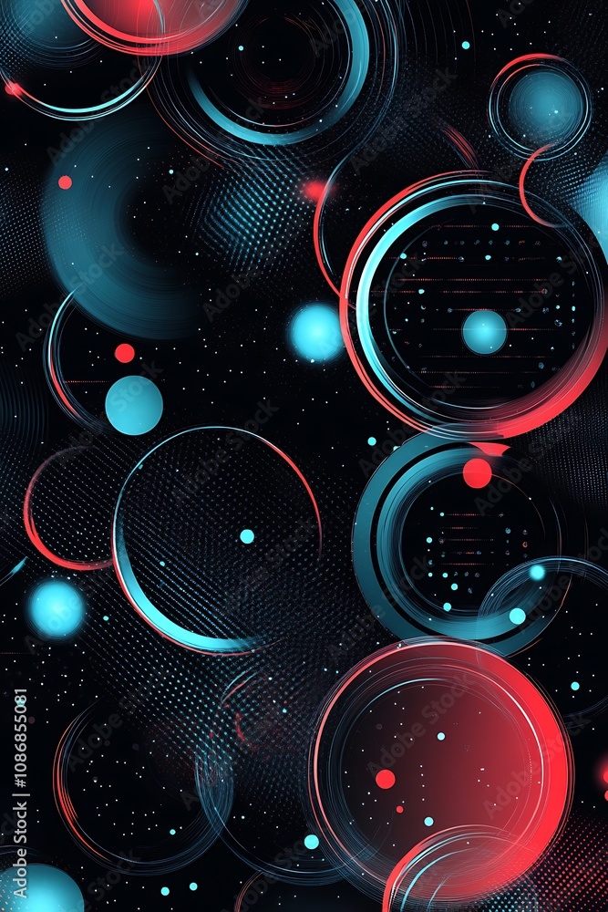 Poster abstract digital background featuring colorful circles and varying textures, showcasing a harmonious