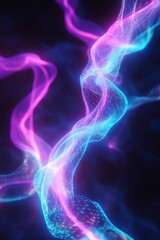 Fototapeta premium Abstract Digital Wave Form in Neon Colors Representing Energy Flow and Motion with Smooth Curves in Vibrant Blue and Pink Tones Creating a Dynamic Visual Experience