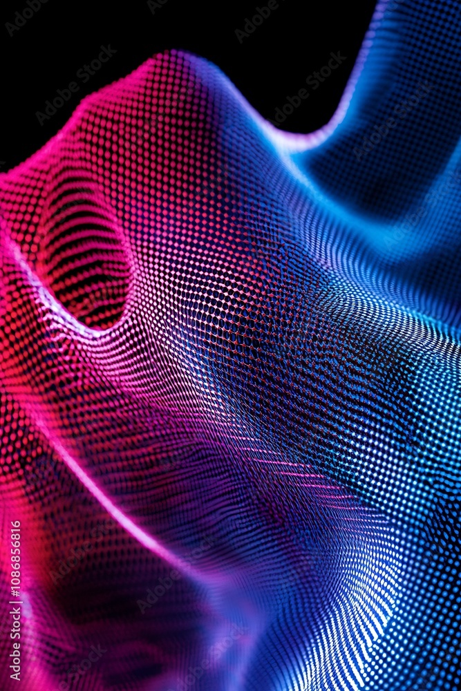 Aufkleber abstract digital wave pattern in vibrant pink and blue colors with a striking background, creating a