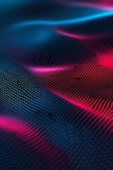 Obraz premium Abstract Digital Waves in Vibrant Colors of Blue and Red Showcasing Depth and Texture for Modern Digital Art Backgrounds and Designs
