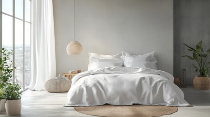 Cozy Minimalist Bedroom with Plants