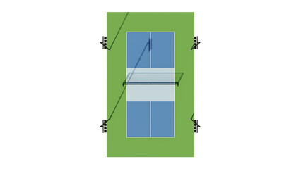 pickleball court Top view isolated on transparent background