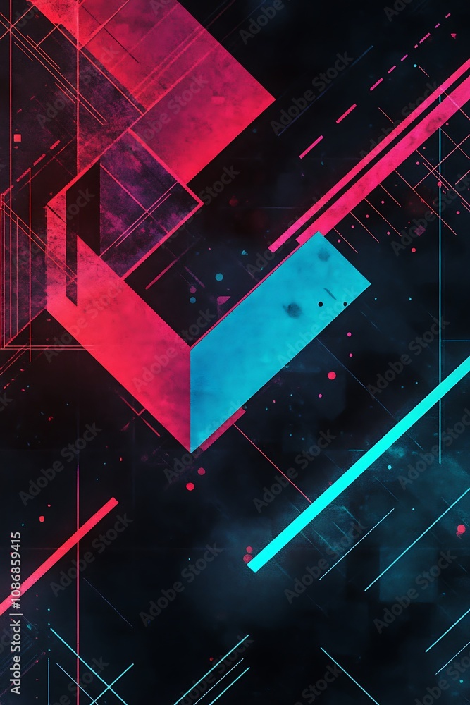 Poster abstract geometric background with bold colors and dynamic lines for modern design projects in digit