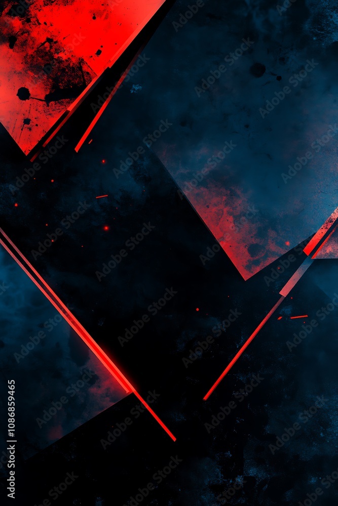 Poster abstract geometric background with dark and red color palette featuring sharp angles and textures fo