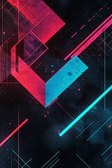 Abstract Geometric Background with Bold Colors and Dynamic Lines for Modern Design Projects in Digital Art and Technology