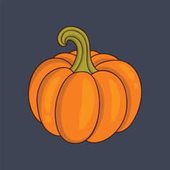 pumpkin fruit with outline in flat vector design.